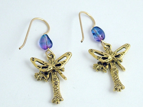 Gold tone pewter Fairy dangle earrings-14k gf earwires- fairies