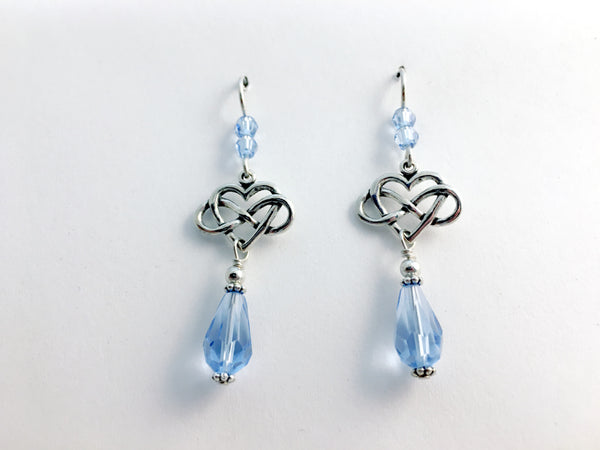 Sterling Silver Infinity Heart dangle Earrings-blue crystal, hearts ...