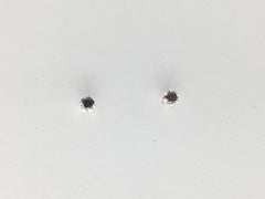 Sterling silver tiny 2mm dark brown Cubic Zirconia stud earrings-studs,chocolate