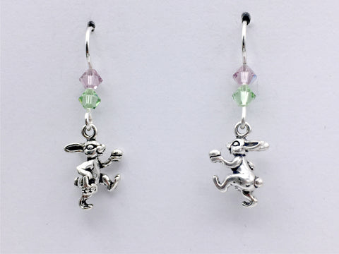 Sterling Silver Easter Bunny dangle earrings- egg, basket, hunt, bunnies, rabbit