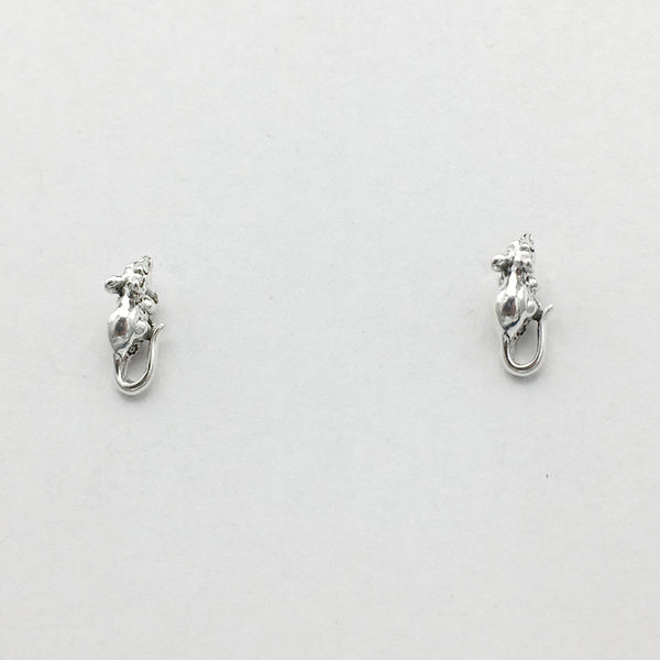 Sterling Silver & Surgical Steel tiny mouse stud earrings-mice, rodent ...