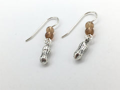 Sterling Silver small peanut earrings- peanuts, goobers, food, legumes, pindar