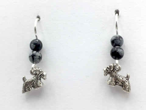 Sterling Silver tiny Scottish Terrier dog dangle earrings ,Scotties,dogs, scotty