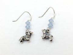 Sterling Silver tiny Spaniel dog dangle earrings ,Cocker,dogs, King Charles,