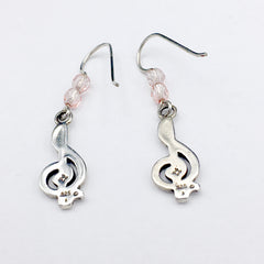 Sterling Silver medium Treble Clef dangle earrings-music,musician, singer, score