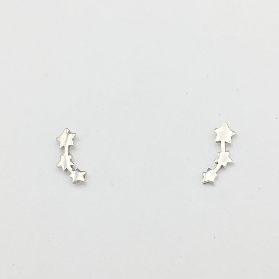 Sterling silver small Falling Star stud earrings- shooting, celestial, astronomy, stars, constellations