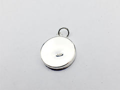 Sterling silver 20mm Round Pendant with Bee on Vintage Sunflower print
