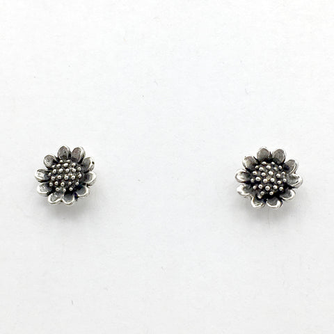 Sterling Silver sunflower stud earrings- sun flower, sunflowers, flowers, garden