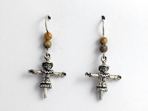 Sterling silver Scarecrow dangle earring-Halloween, Fall, Harvest, Scare Crows