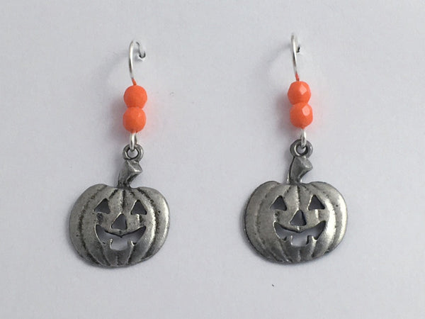 Pewter & Sterling Silver Jack O Lantern dangle Earrings-pumpkin ...