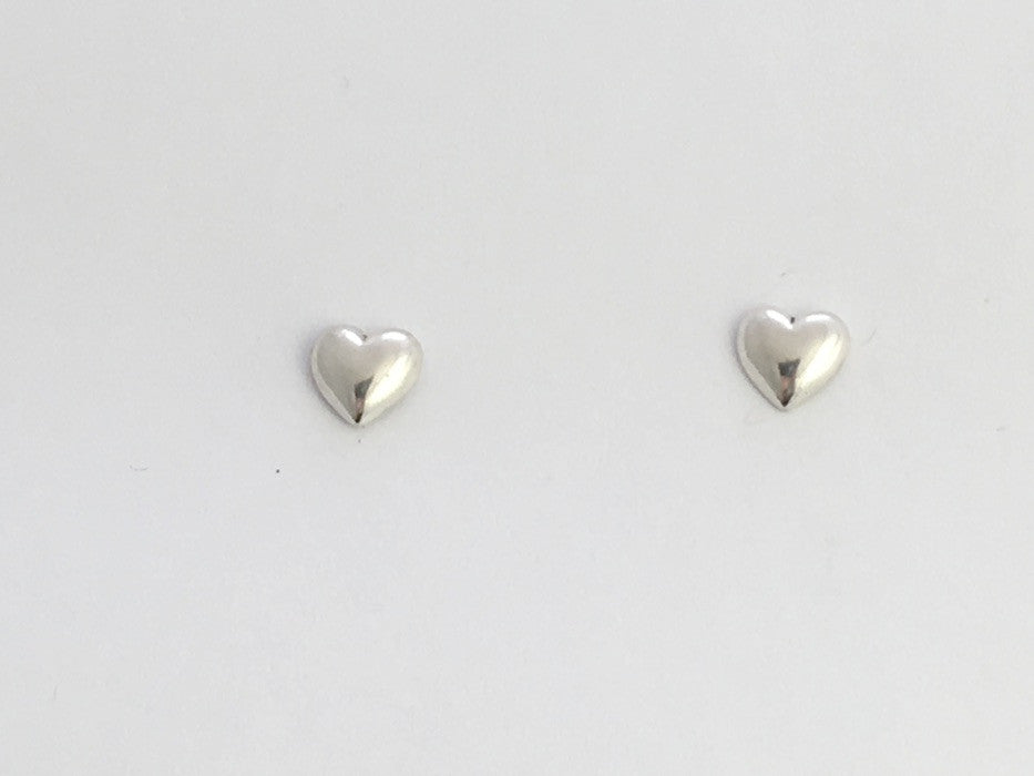 Sterling Silver and Surgical Steel small heart stud earring- hearts, love, 1/4"