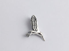 Sterling Silver 3-D Hummingbird  pendant- Humming bird, hidden bail, birds,