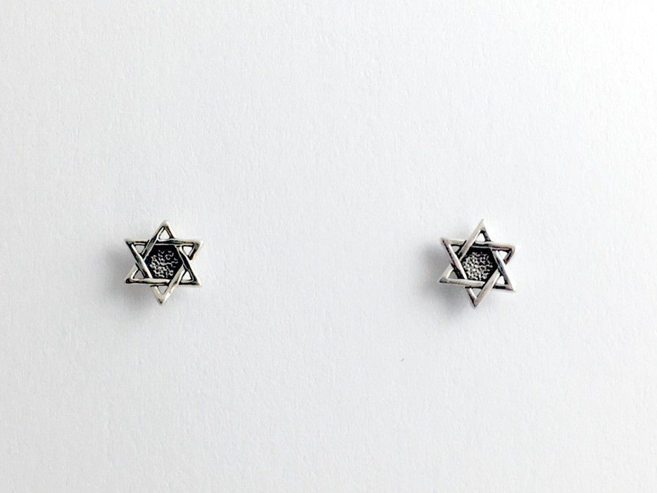 Sterling Silver & Surgical Steel Star of David stud earrings- judiaca, jewish