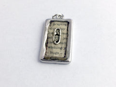 Pewter frame pendant w/ sterling silver safety pin-resin,safe ally-prayers, hugs