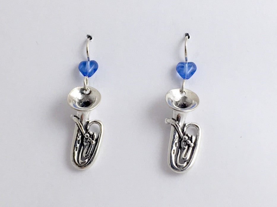 Sterling Silver Tuba dangle earrings-music,marching band, instrument, Tubas