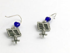 Pewter & sterling silver conductor stand dangle earrings-music, score, orchestra