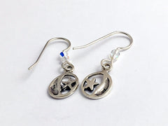 Sterling Silver man in moon & star dangle earrings-crystal-celestial-crescent