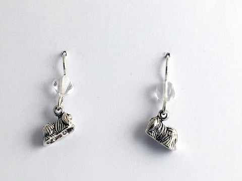 Sterling silver tiny pekingese dog dangle Earrings-dogs, Peke, Lion Dog, canine