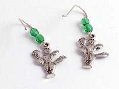 Sterling Silver prickly pear cactus dangle earrings-desert-cacti, fruit,nopales