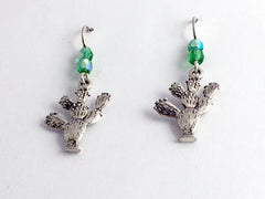 Sterling Silver prickly pear cactus dangle earrings-desert-cacti, fruit,nopales