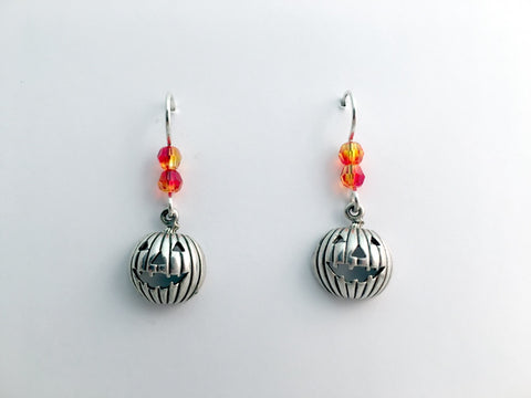 Sterling silver Jack O' Lantern dangle earring- Halloween, pumpkins, pumpkin