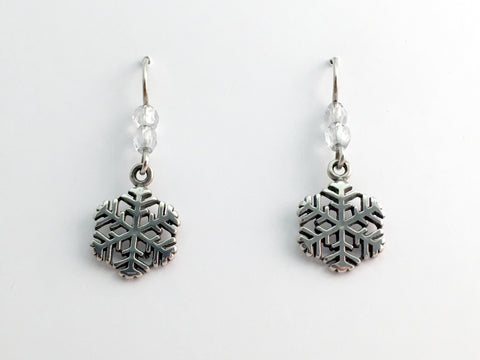 Sterling Silver  snowflake dangle earrings -holiday- winter- snow- ski,sled