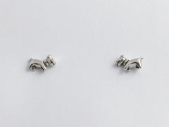 Sterling Silver tiny happy dachshund dog stud earrings- dogs, canine, dachshunds